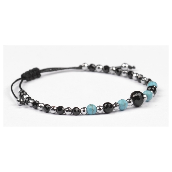 Bransoletka celebrytka czarny TURMALIN TURKUS HEMATYT ochrona i szczęście